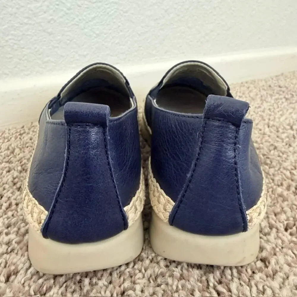 The FLEXX Chappie Slip-On Sneakers Blue Leather Jute-Wrapped Sole Women 5.5